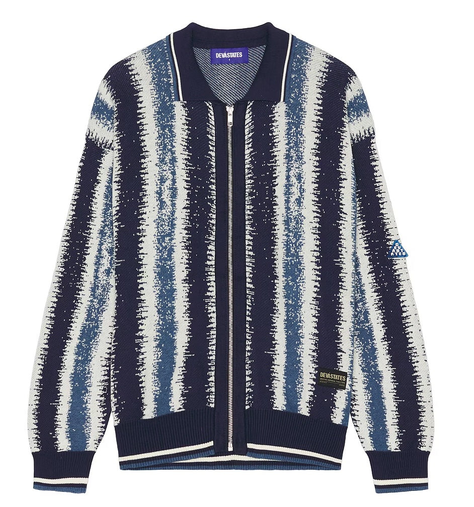 Devá States "IKAT" Blue Knitted Longsleeve Polo