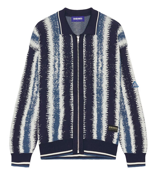 Devá States "IKAT" Blue Knitted Longsleeve Polo