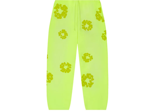 Denim Tears "Mono Cotton Wreath" Neon Green Sweatpants