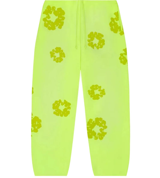 Denim Tears "Mono Cotton Wreath" Neon Green Sweatpants