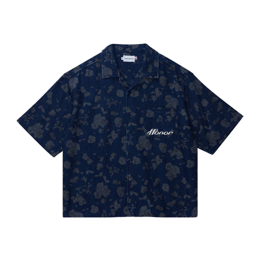 Honor The Gift "Floral" Indigo Denim Button Down Shirt