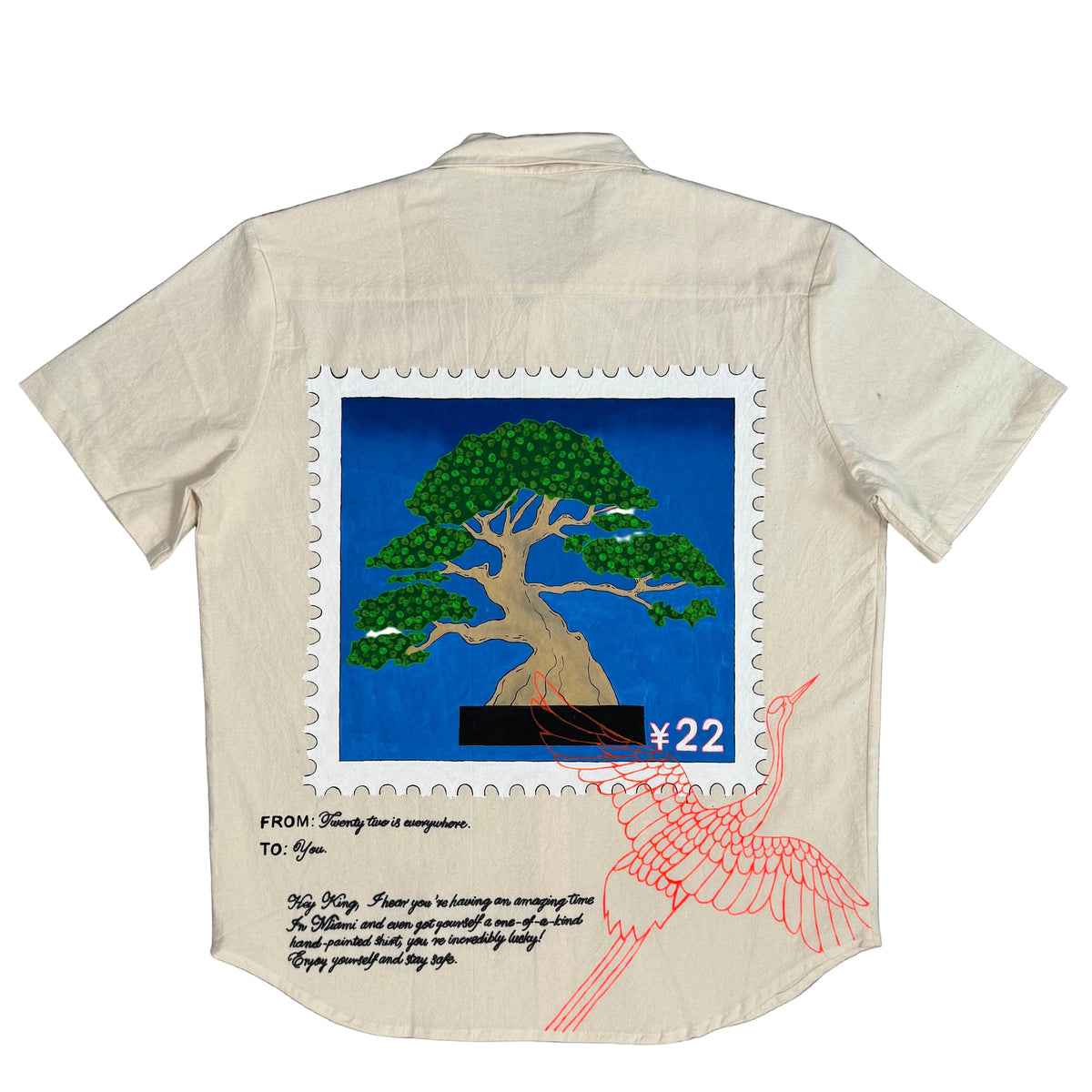 Twenty two is everywhere 'Postal' Hand Painted Button Down Shirt
