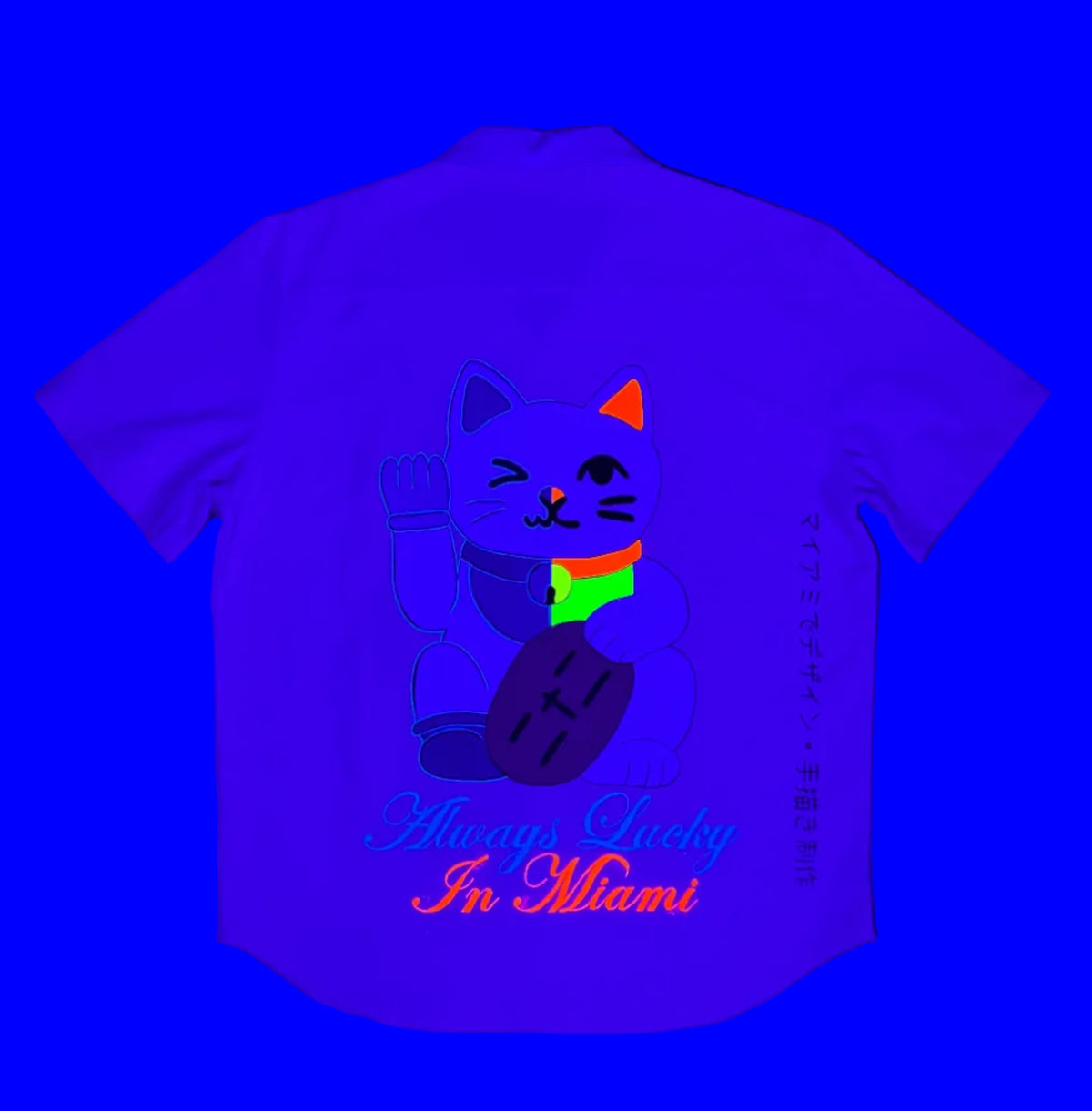 Twenty two is everywhere 'Always lucky in Miami' Hand Painted Button Down Shirt