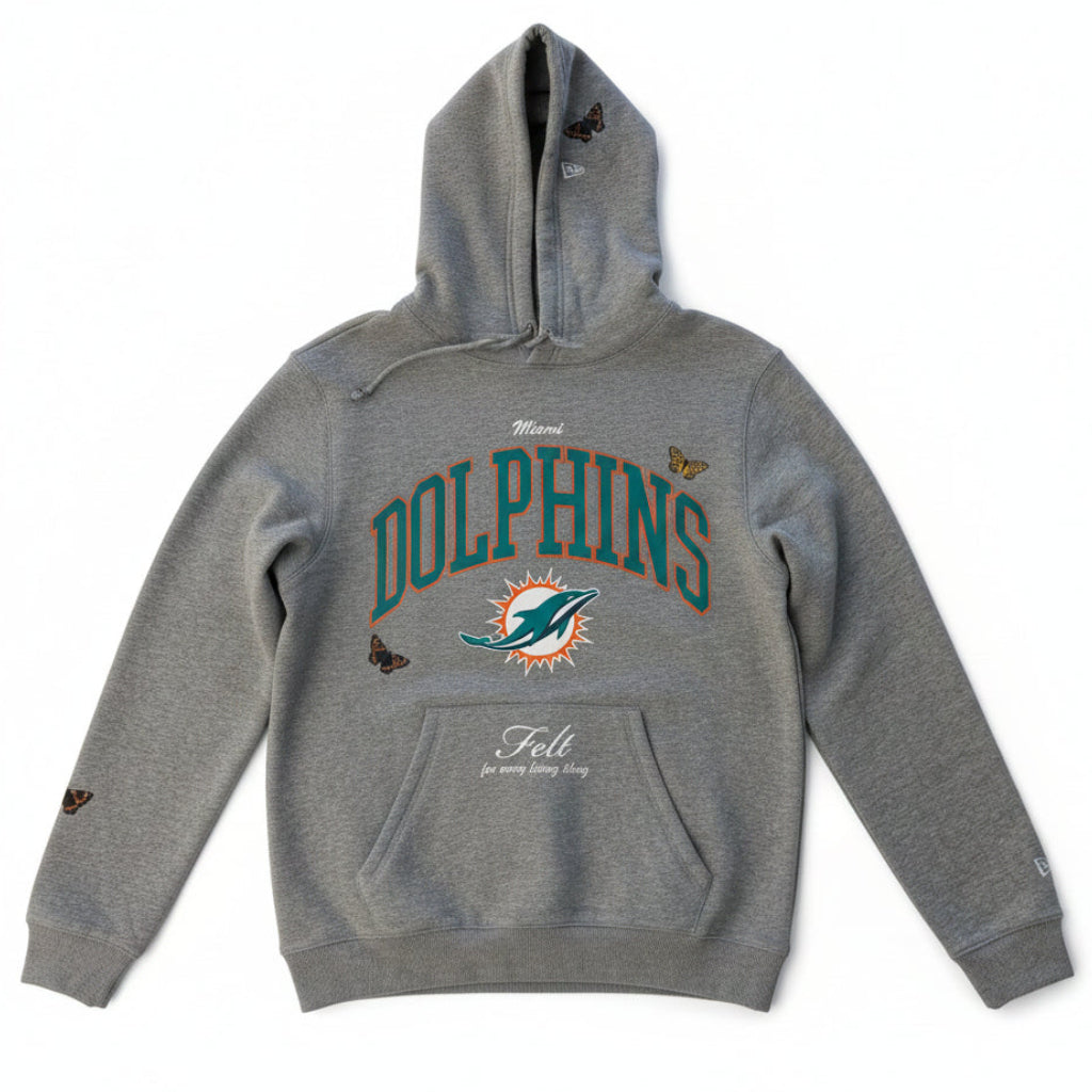 FELT "Miami Dolphins Butterfly Garden" Grey Hoodie