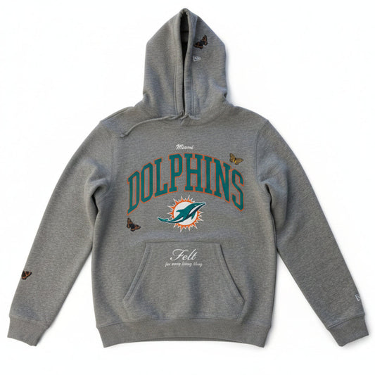 FELT "Miami Dolphins Butterfly Garden" Grey Hoodie