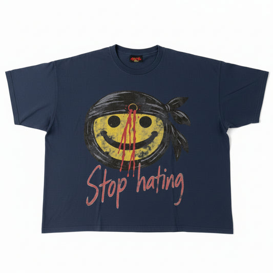 Fujimoto Shirt 'Stop Hating' Faded Navy Tee