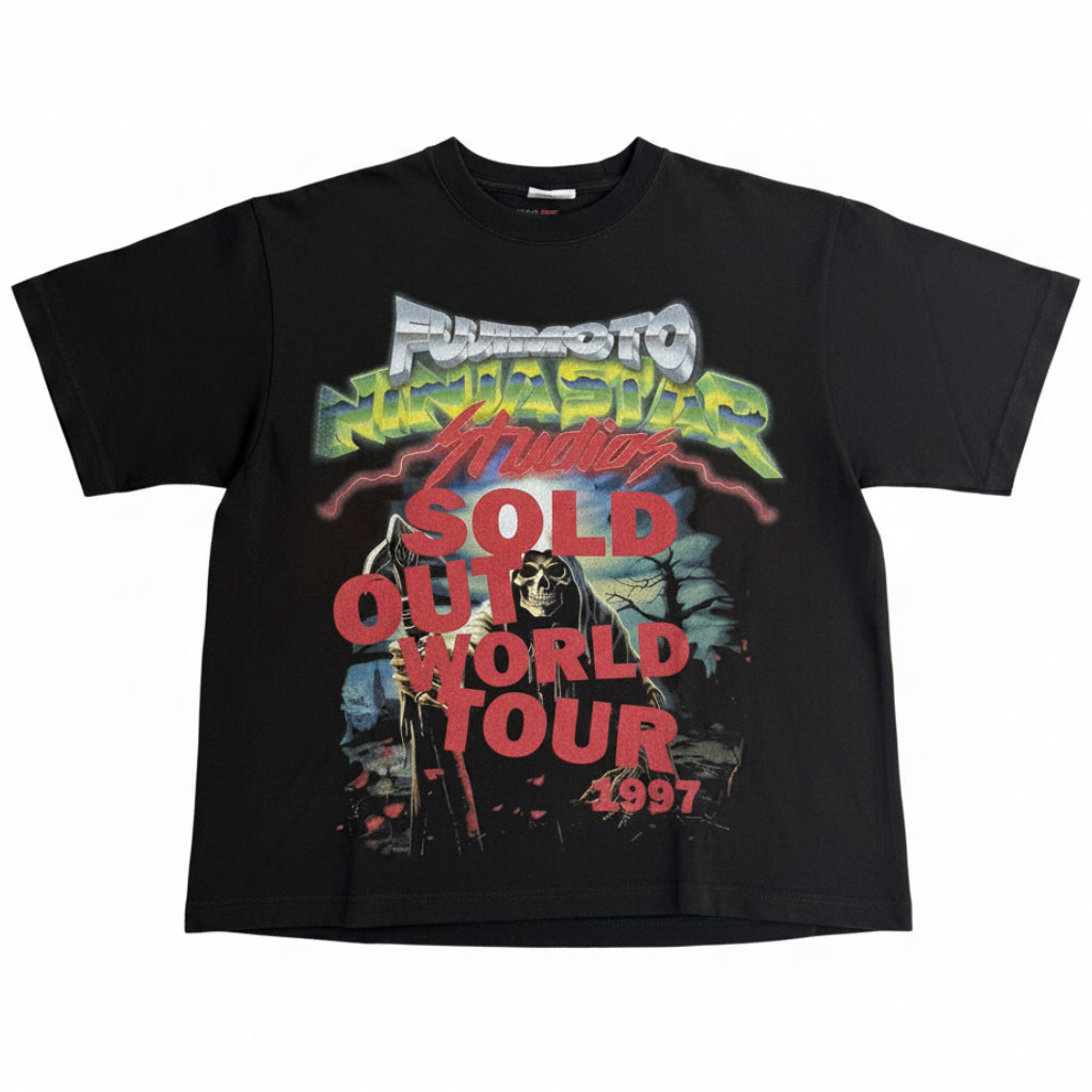 Fujimoto 'World Tour' Vintage Black Tee
