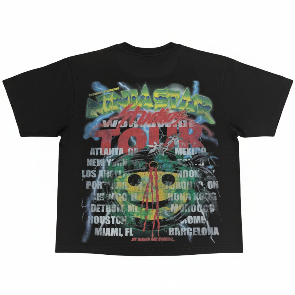 Fujimoto 'World Tour' Vintage Black Tee