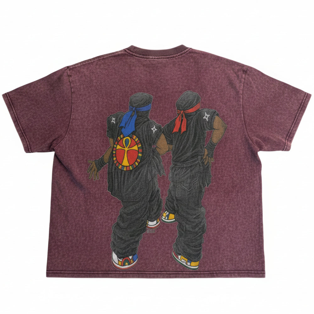 Fujimoto 'Ninja & Ninja' Burgundy Tee