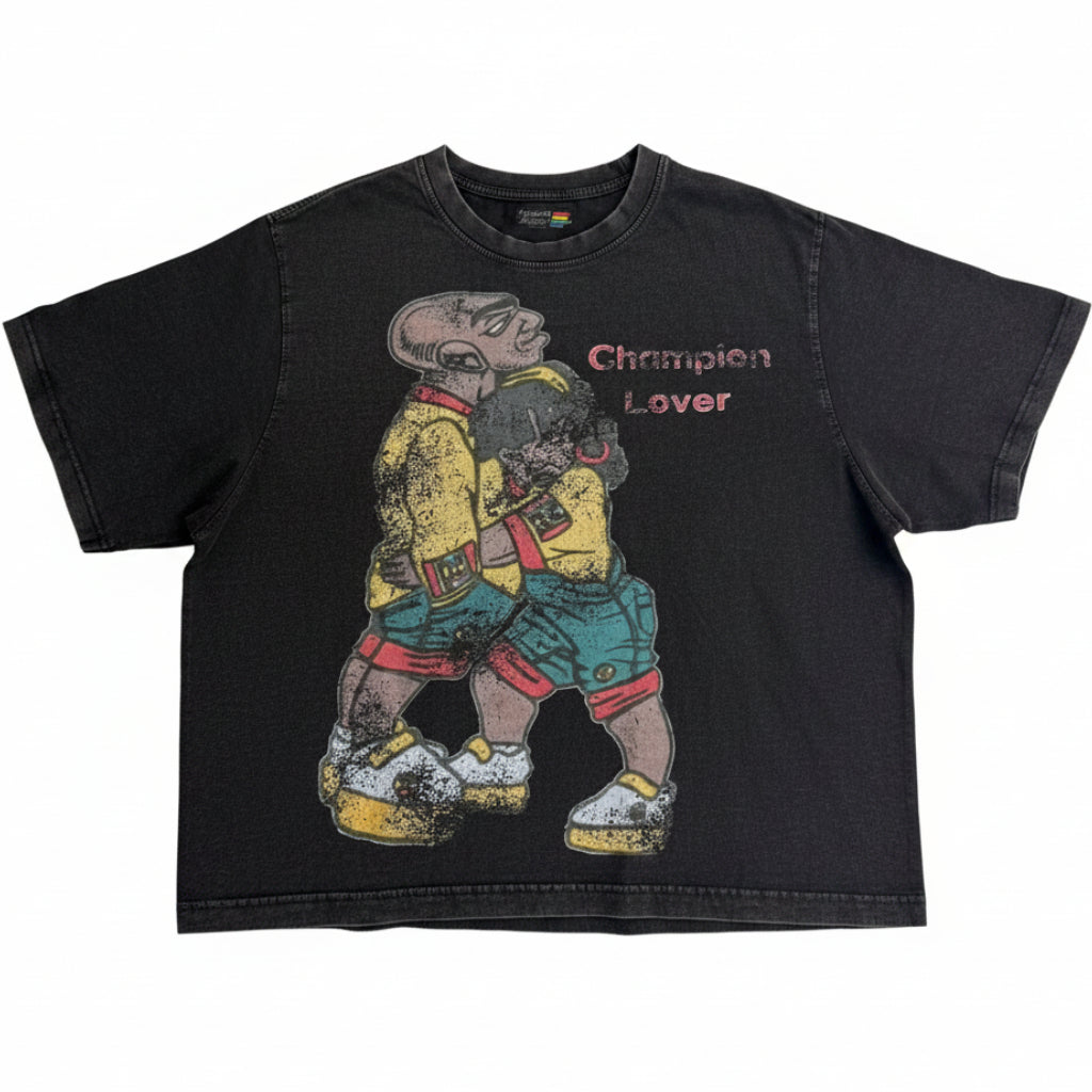 Fujimoto 'Champion Lover' Faded Black Tee