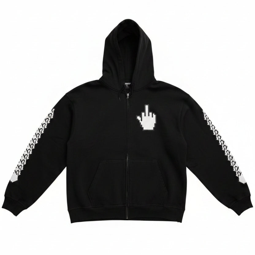 GHE 'Error' Faded Black Zip Up Hoodie