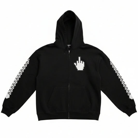 GHE 'Error' Faded Black Zip Up Hoodie