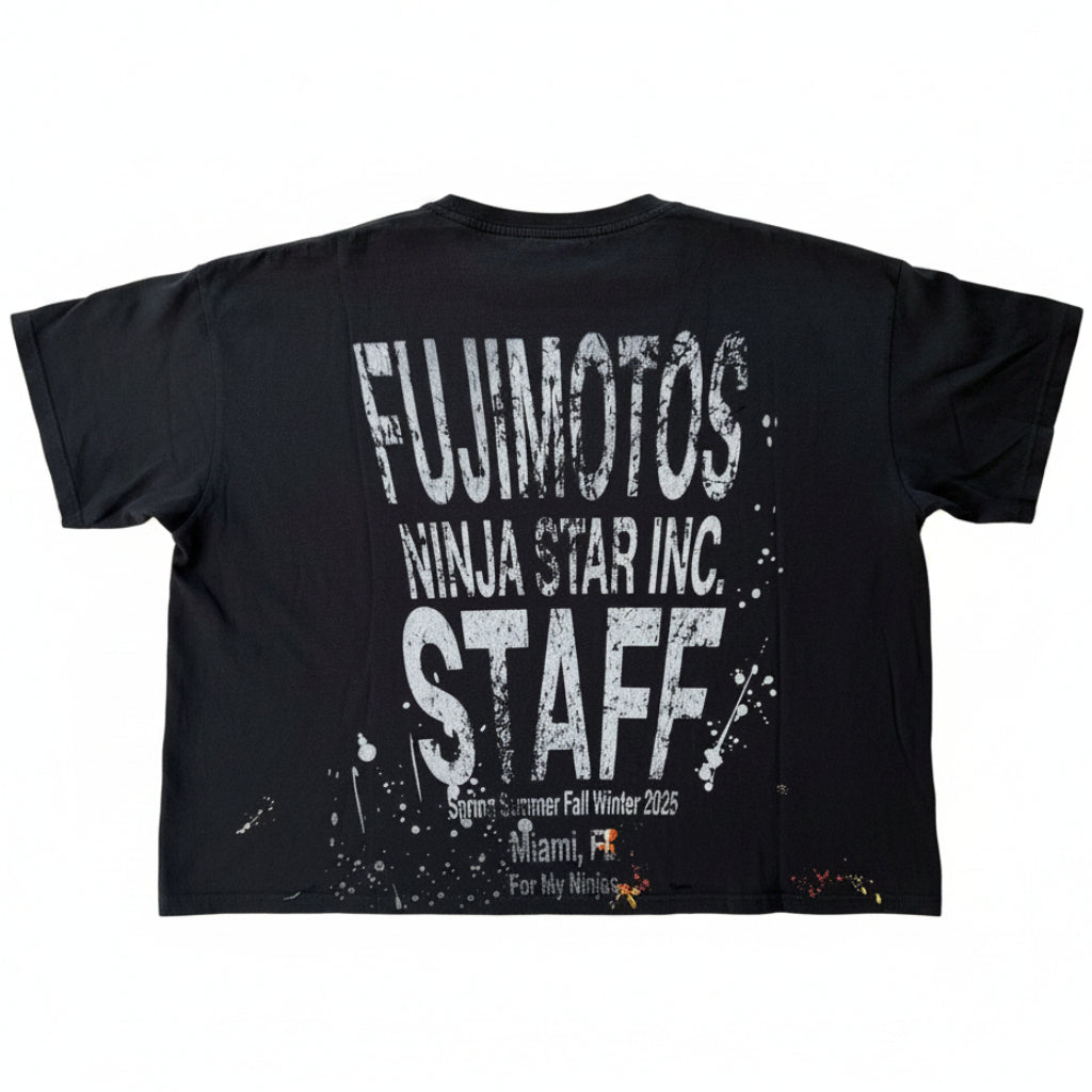 Fujimoto 'Ninja Star Inc. Staff' Faded Black Tee