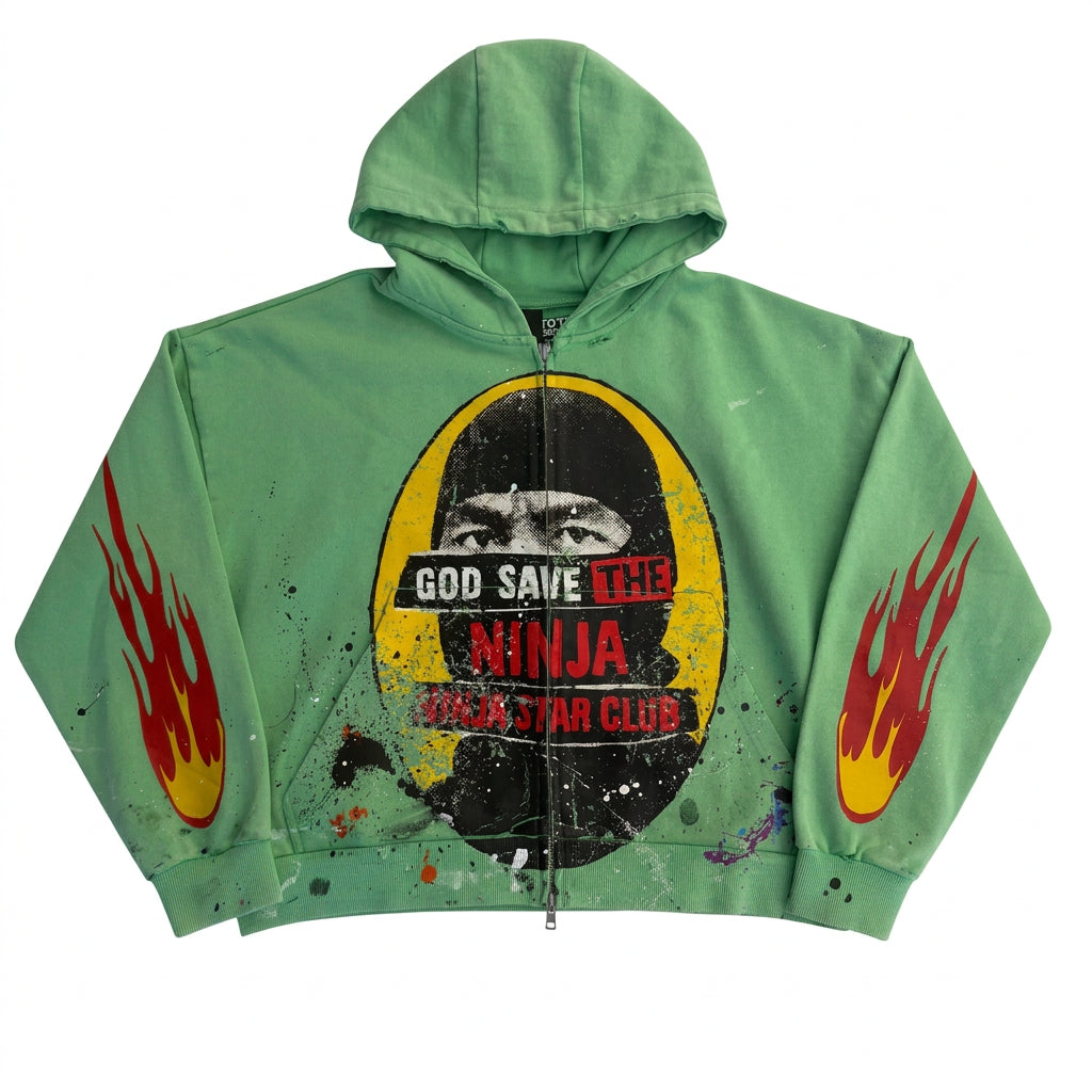Fujimoto ‘God Save The Ninja’ Green Hoodie