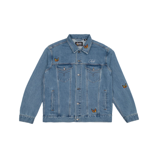 FELT "Butterfly Garden" Light Washed Denim Jacket