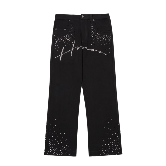 Honor The Gift "Rhinestone" Black Denim Wide Leg Pants