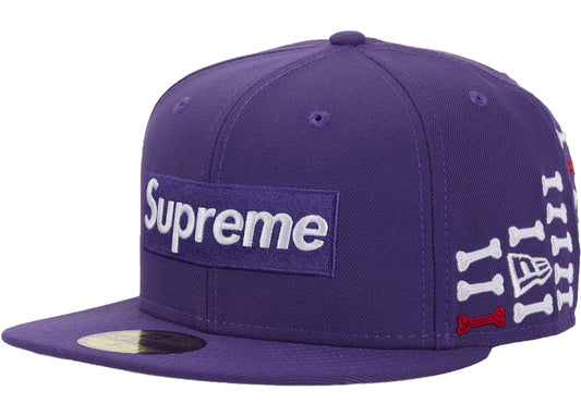 Supreme "Bones" Box Logo New Era 59Fifty Fitted Purple Hat