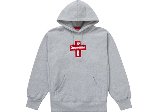 Supreme "Cross Box Logo" Heather Grey Hoodie