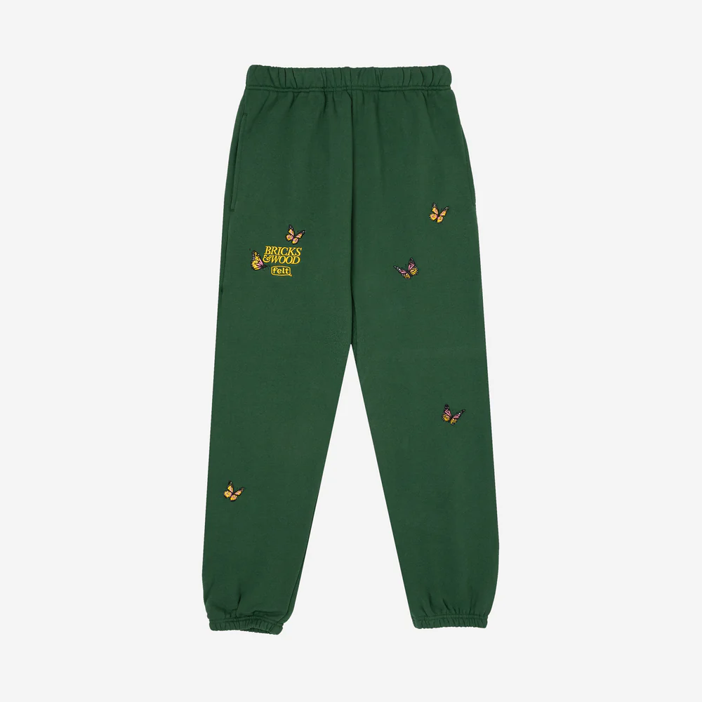 FELT x Bricks & Wood "Butterfly Garden" Green Sweatpants