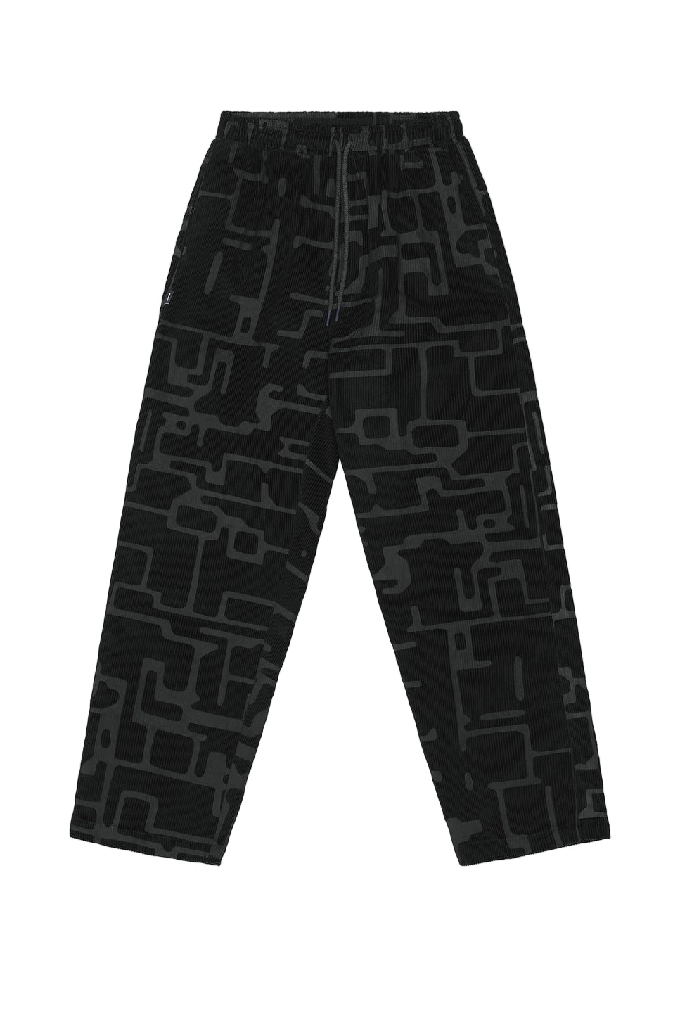 Devá States "Circuit" Black Corduroy Print Pants