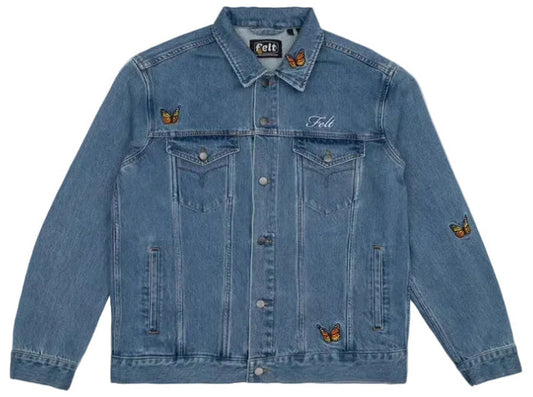 FELT "Butterfly Garden" Light Washed Denim Jacket