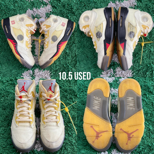 Air Jordan 5 Retro x Off White "Sail” USED