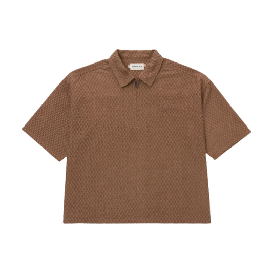 Honor The Gift "Honor Textured" Brown Knit Quarter Zip