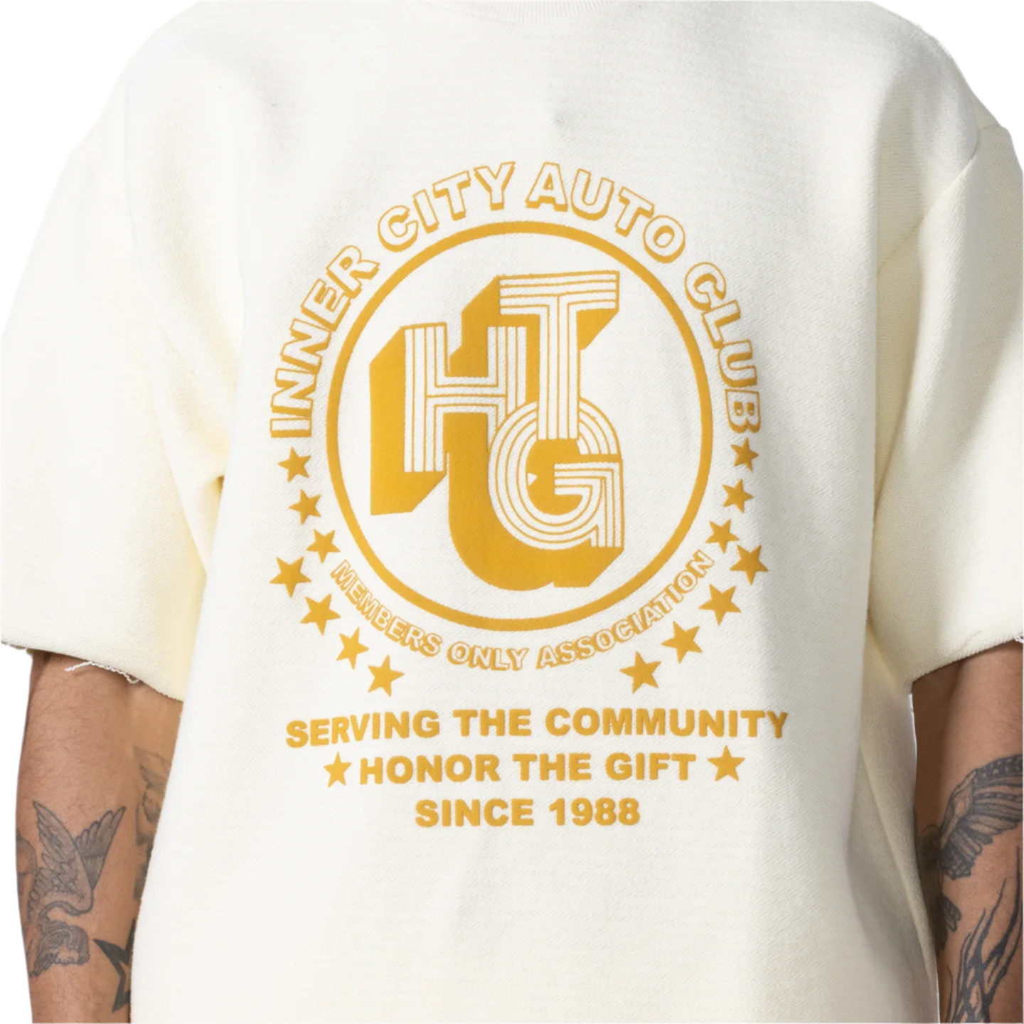 Honor The Gift "Association" Cream White Herringbone Crew Tee