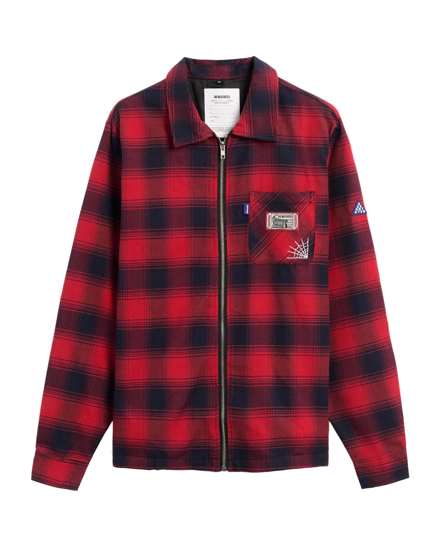 Devá States "Cobweb" Red Zip-up Flannel Overshirt
