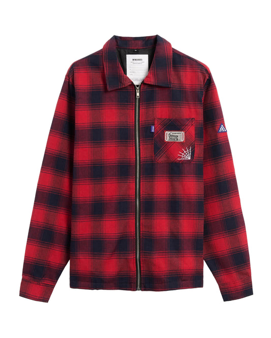 Devá States "Cobweb" Red Zip-up Flannel Overshirt