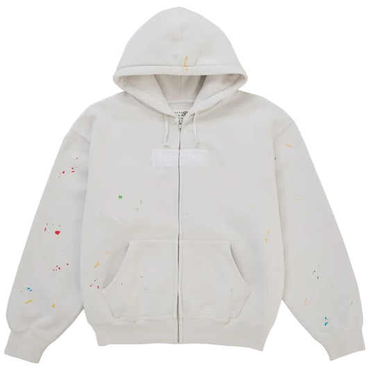 Supreme x MM6 Maison Margiela 'Box Logo' White Zip Up Hoodie