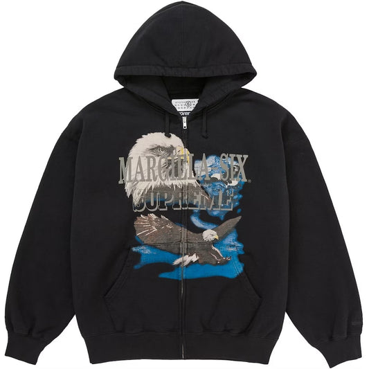 Supreme x MM6 Maison Margiela "Eagle" Zip Up Hooded Black Hoodie