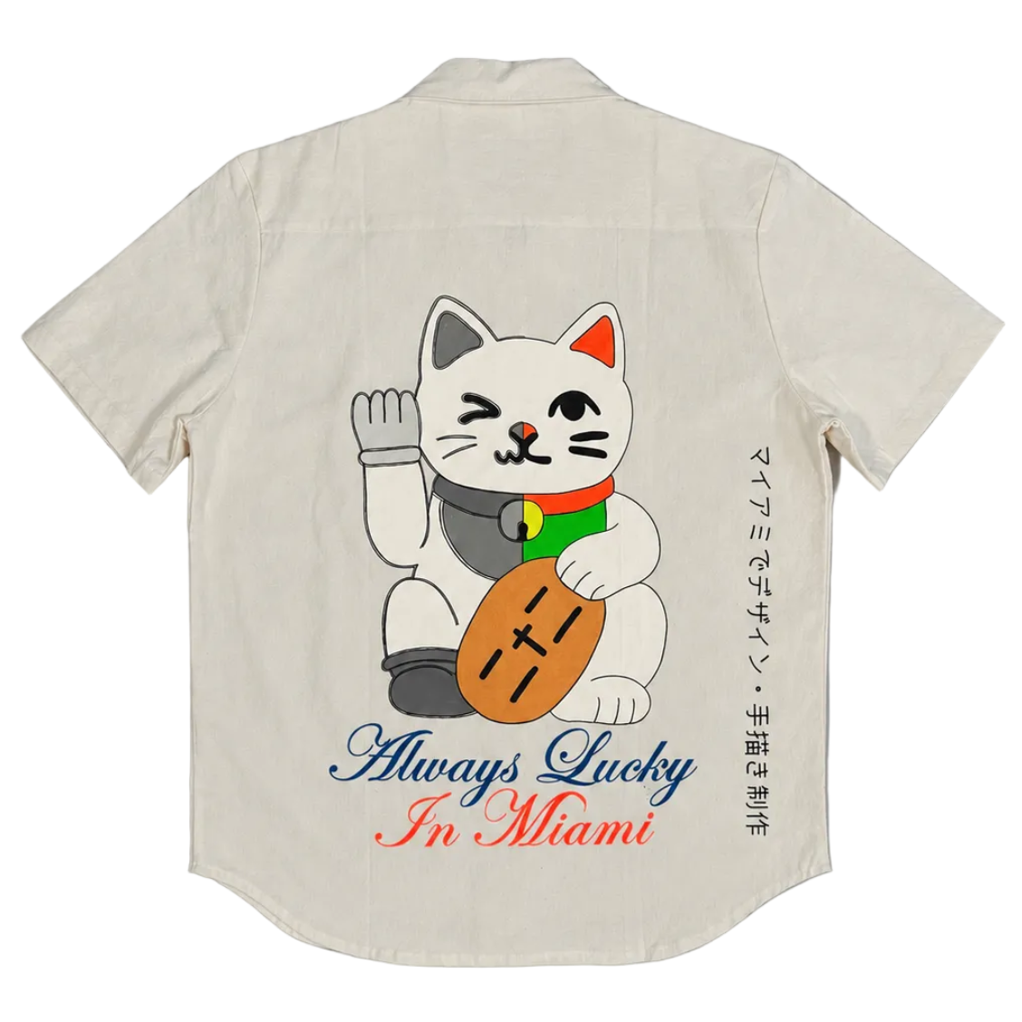 Twenty two is everywhere 'Always lucky in Miami' Hand Painted Button Down Shirt