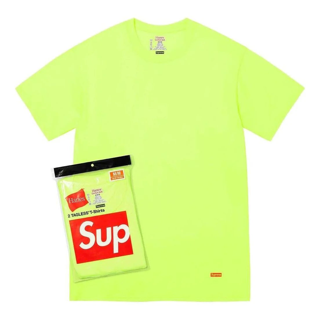 Supreme/Hanes Tees (2pk) - Fluorescent Yellow