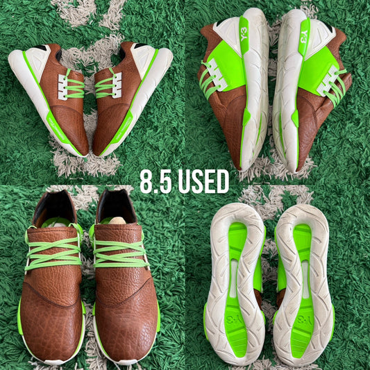 Y-3 Qasa Low "Brown Leather Volt Green"