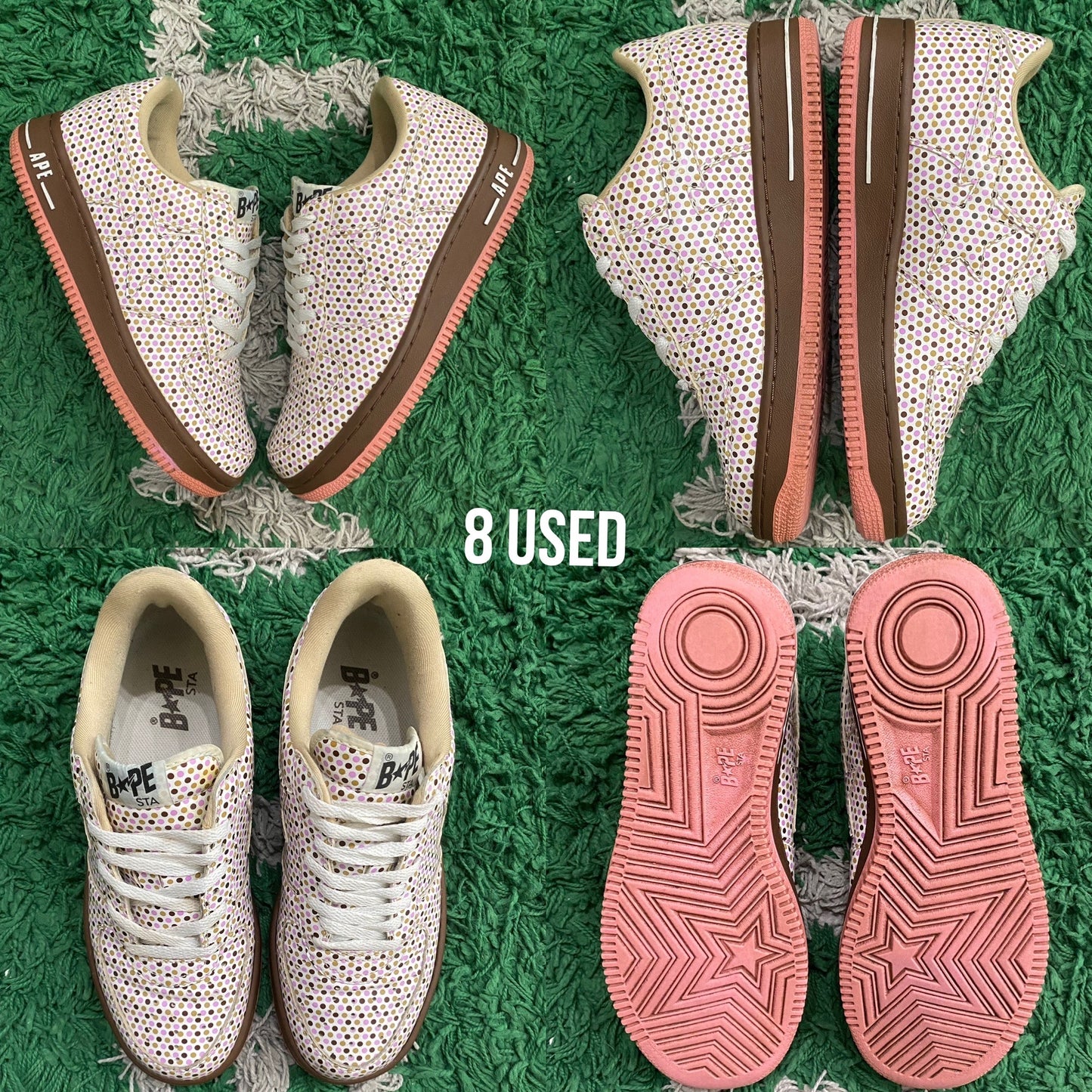 Bape Bapesta "Polka Dot Brown/Salmon" USED