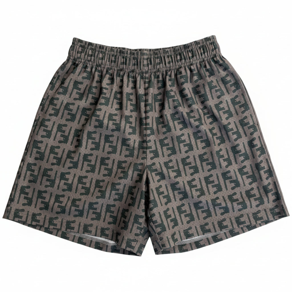Bravest Studios "Gun Monogram" Grey/Green Mesh Shorts