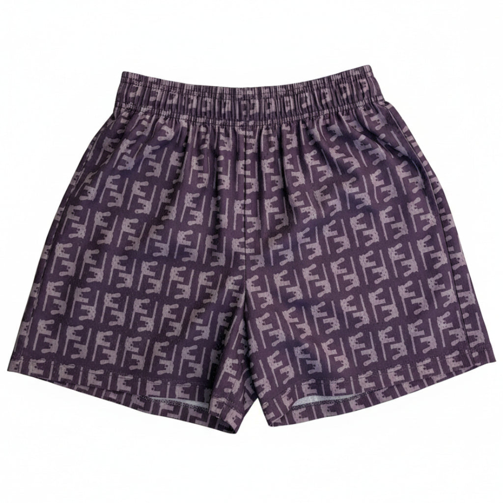 Bravest Studios "Gun Monogram" Purple Mesh Shorts