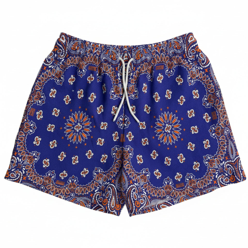 Bravest Studios "Paisley" Blue/Orange Sweat Shorts