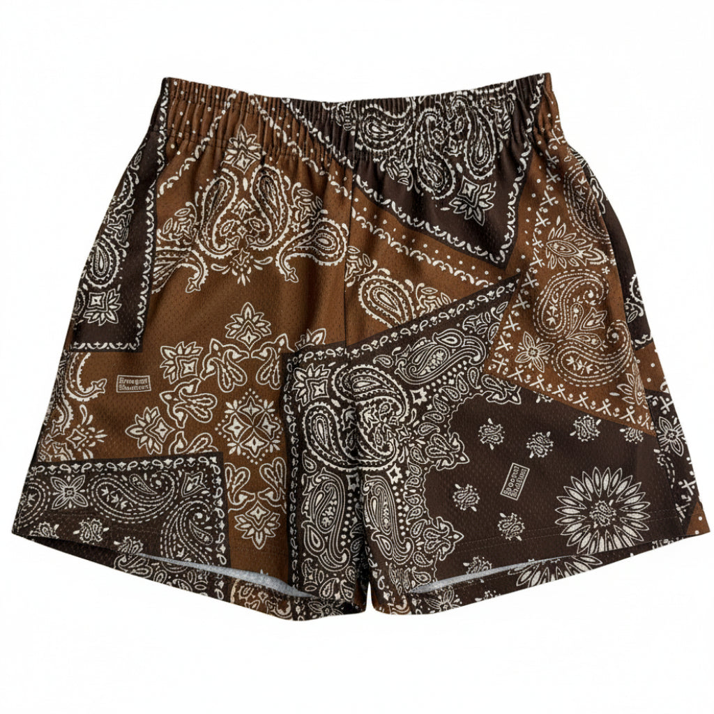 Bravest Studios "Paisley" Brown Mesh Shorts