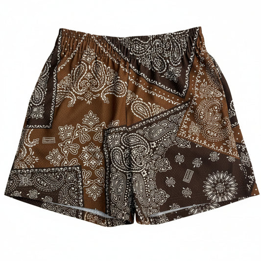 Bravest Studios "Paisley" Brown Mesh Shorts