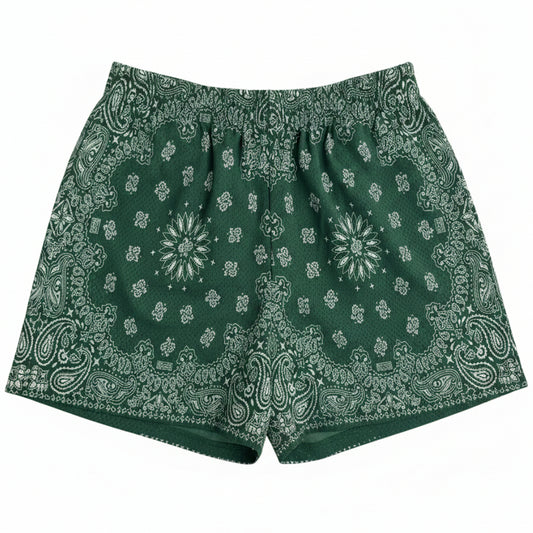 Bravest Studios "Paisley" Green Mesh Shorts