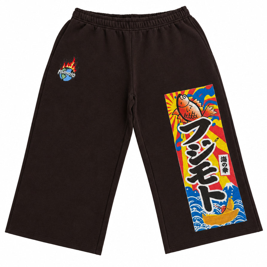 Fujimoto ‘Tairayo-bata’ 3/4 Brown Sweatshorts