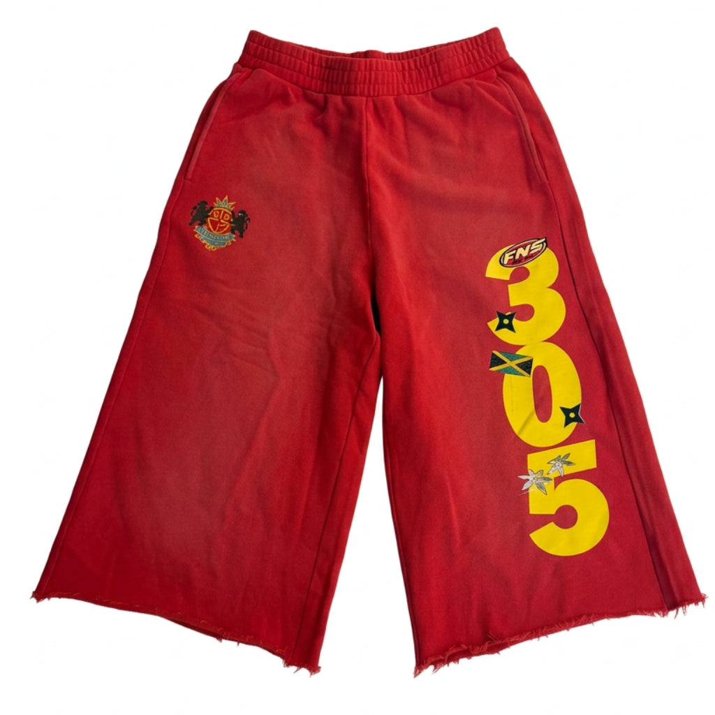 Fujimoto ‘305’ 3/4 Red Sweatshorts