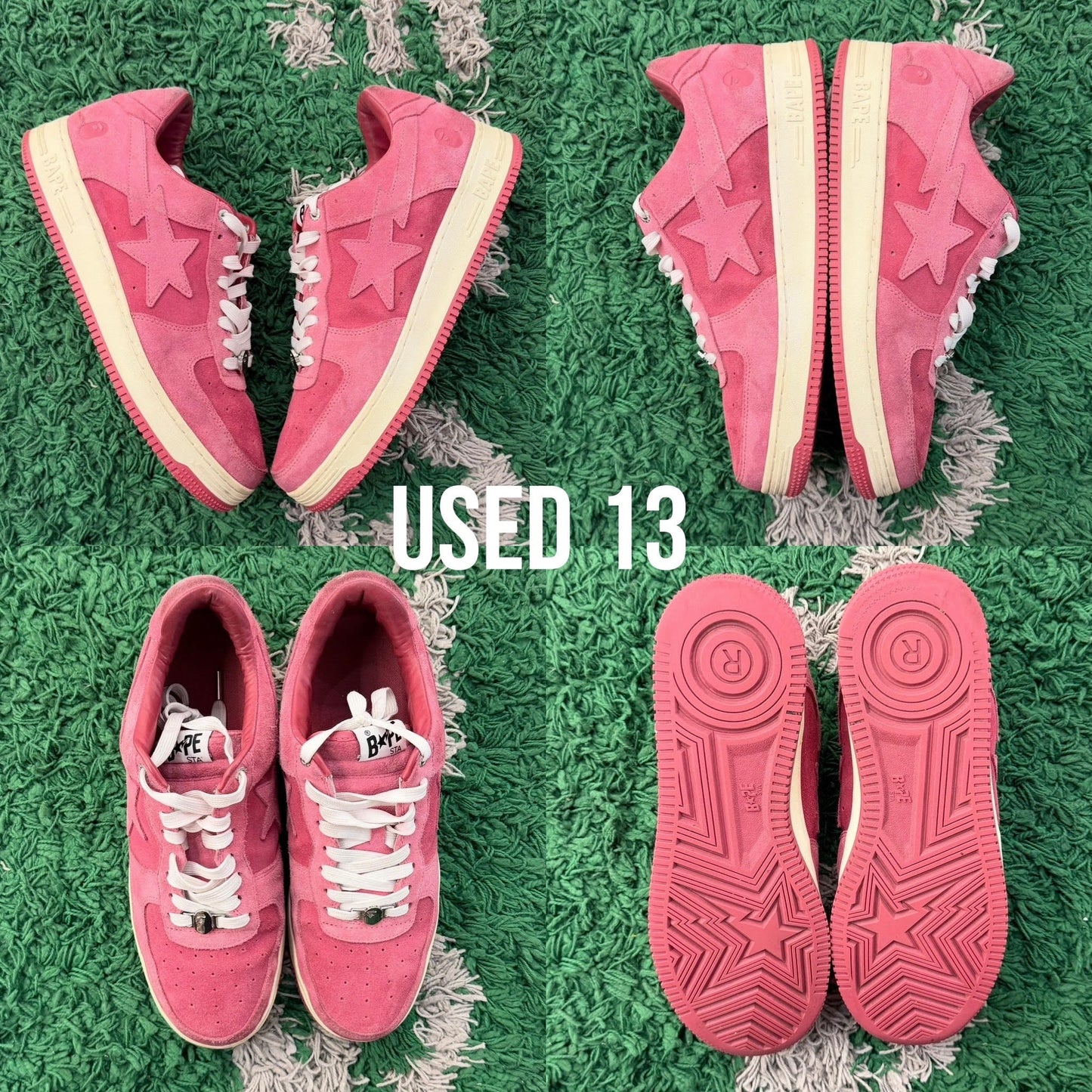 A Bathing Ape Bape Sta "Pink Suede" USED