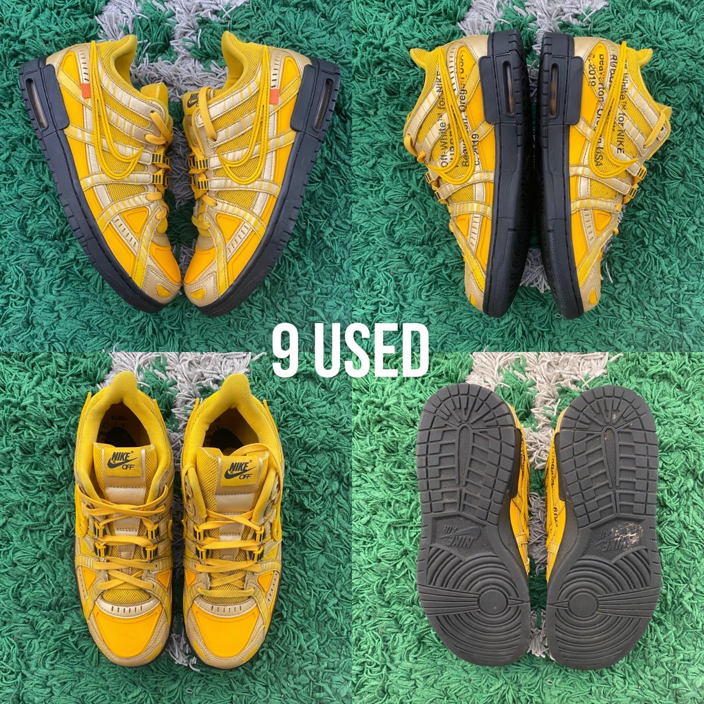 Nike Air Rubber Dunk Off-White "University Gold" USED