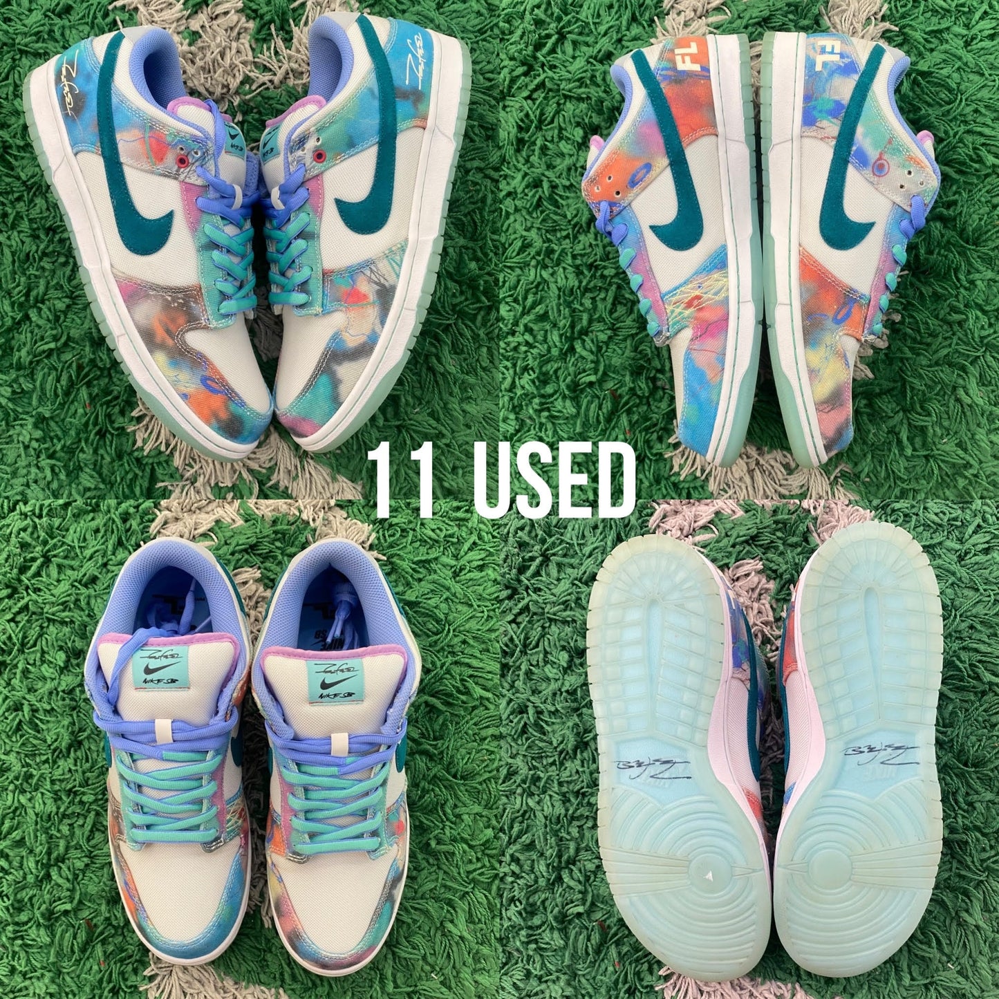 Nike SB Dunk Low x Futura Laboratories "Bleached Aqua" USED