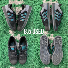 Adidas Superstar Shell Toe "Black/Grey/Blue Stitch" USED