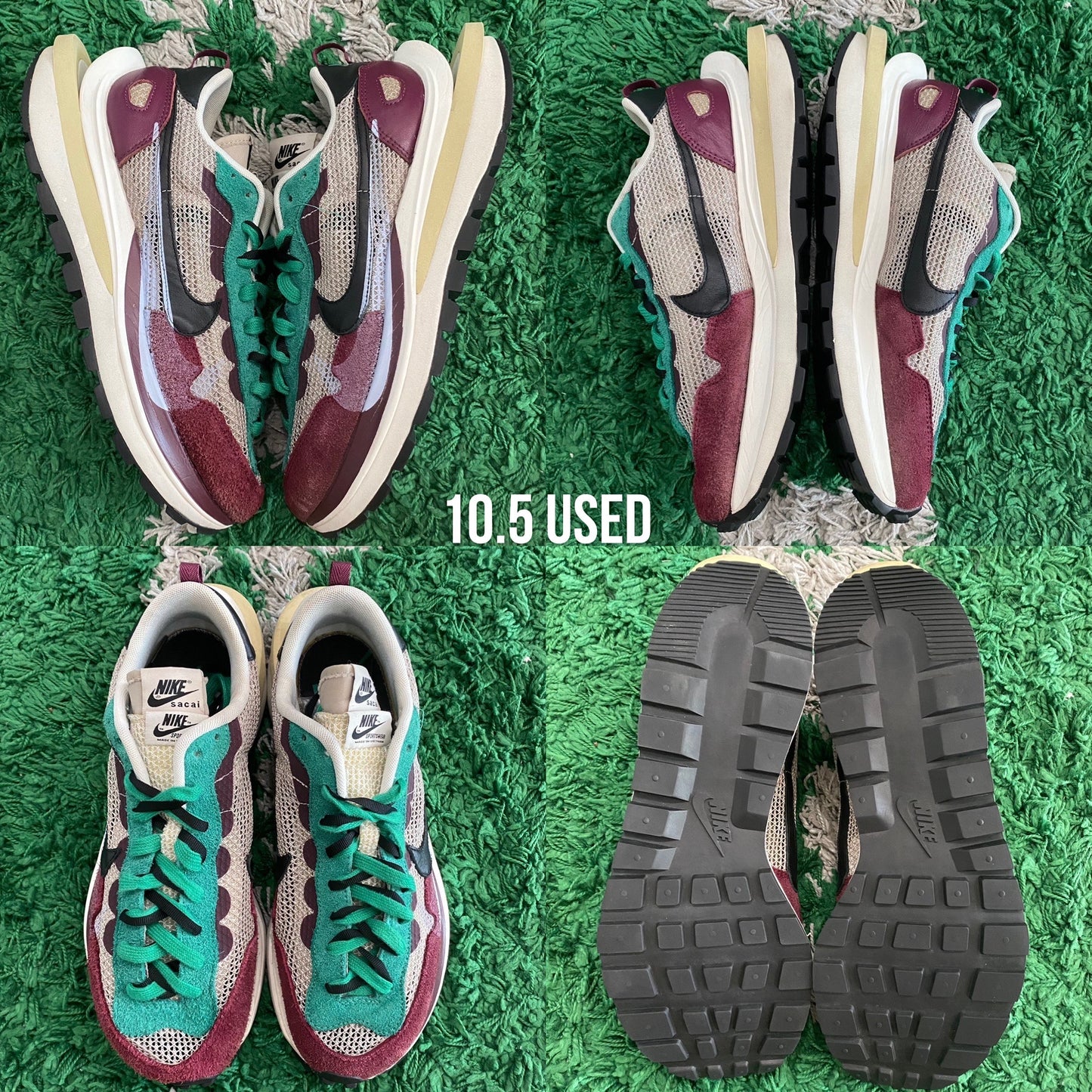 Nike Vaporwaffle x Sacai "Villain Red Neptune Green" USED